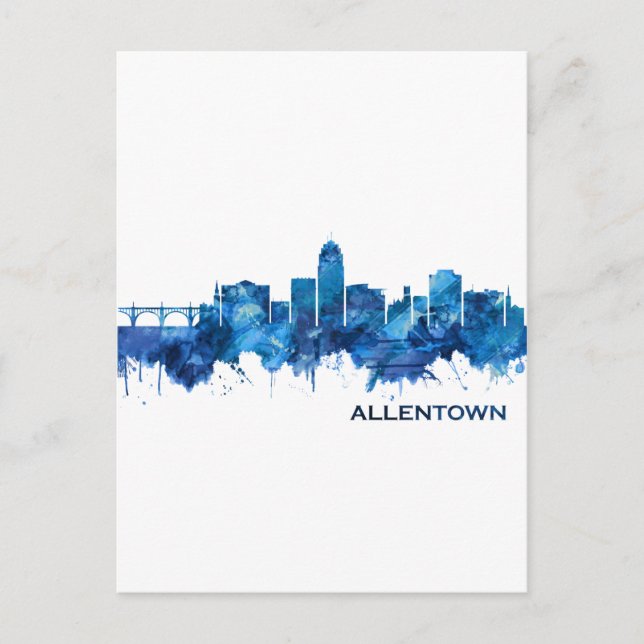 Allentown Pennsylvania Skyline Blue Einladungspostkarte (Vorderseite)
