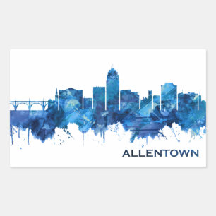 Allentown Pennsylvania Skyline Blue Rechteckiger Aufkleber