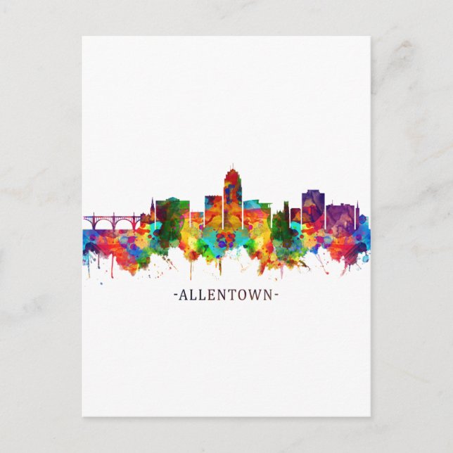 Allentown Pennsylvania Skyline Feiertagspostkarte (Vorderseite)