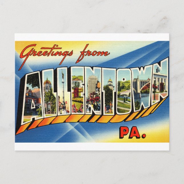 Allentown Pennsylvania Vintage Travel Postkarte (Vorderseite)
