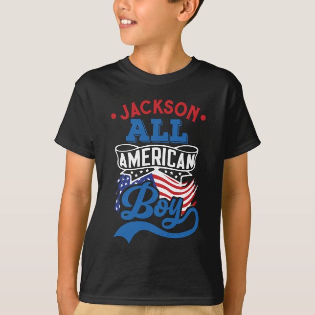 Aller amerikanischer Junge 4. july patriotische Fa T-Shirt (Vorderseite)