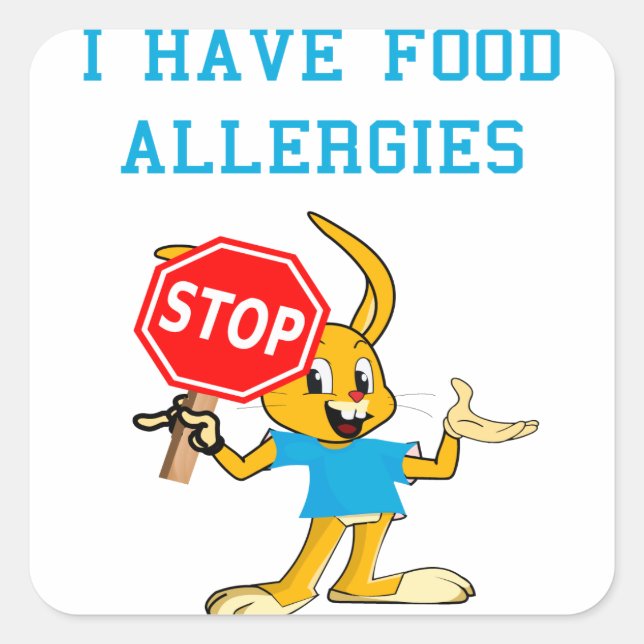 Aller-Bunny STOP-Bunny Food Allergien Sq Stickers2 Quadratischer Aufkleber (Vorderseite)