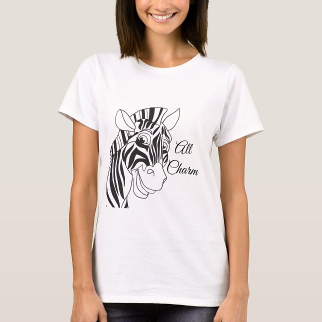 "Aller Charme" niedlicher Zebra-schwarze/weiße T-Shirt (Vorderseite)