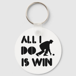 Aller, den ich tue, ist Gewinn am Rasen-Bowling Schlüsselanhänger