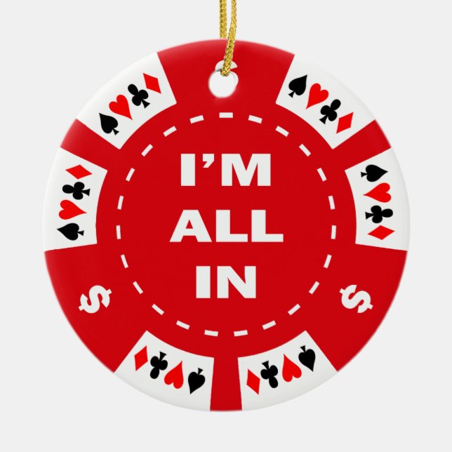 Aller ich bin im roten Poker-Chip Keramik Ornament (Vorne)