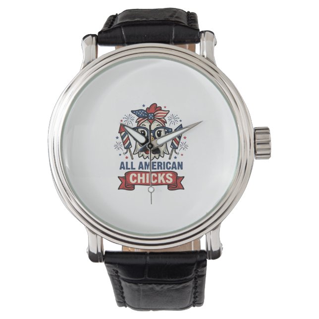 Aller Patriotischen Hühner Vector Design Armbanduhr (Vorderseite)