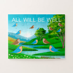 Aller wird gut Fluss Bäume Vögel Natur, Alter 4 Puzzle