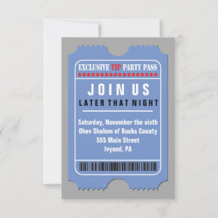 ALLER ZUGRIFF VIP PASS Bar Bat Mitzvah Party Karte