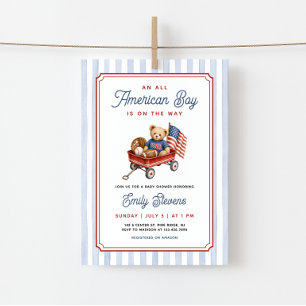 Alleramerikanischer Junge Patriotische Babyparty Einladung