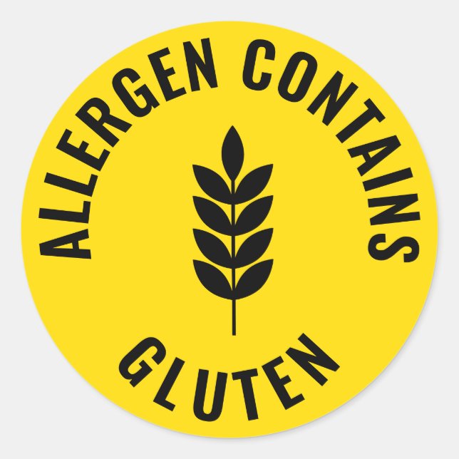 Allergen Enthält Gluten Warnaufkleber Lebensmittel Runder Aufkleber (Vorderseite)