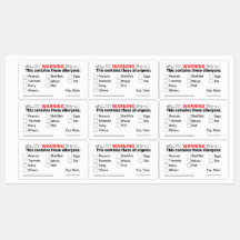 Allergen Labels for Food Containers