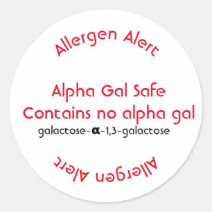 Allergie Allergenkennzeichnung, Alpha-Gal-Lebensmi Runder Aufkleber