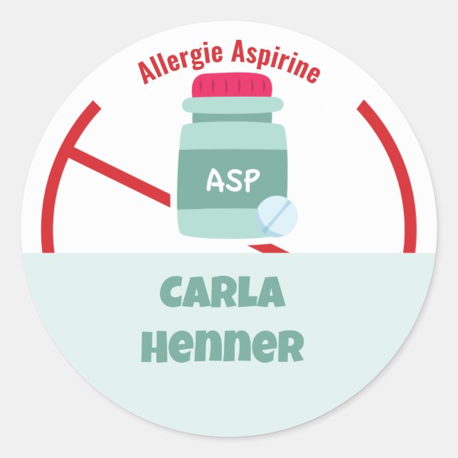 Allergie Aspirine Classic Round Sticker (Vorderseite)