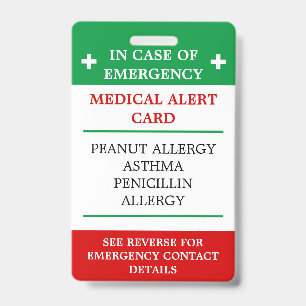ALLERGIE im Notfall (I.C.E.) Kartenallergie Ausweis