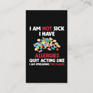 Allergie Sufferer Joke Allergische Spaß Allergien Visitenkarte
