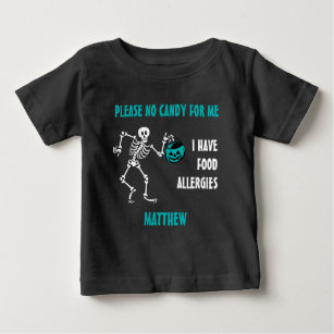 Allergie wachsames Skeleton Halloween füttern Baby T-shirt