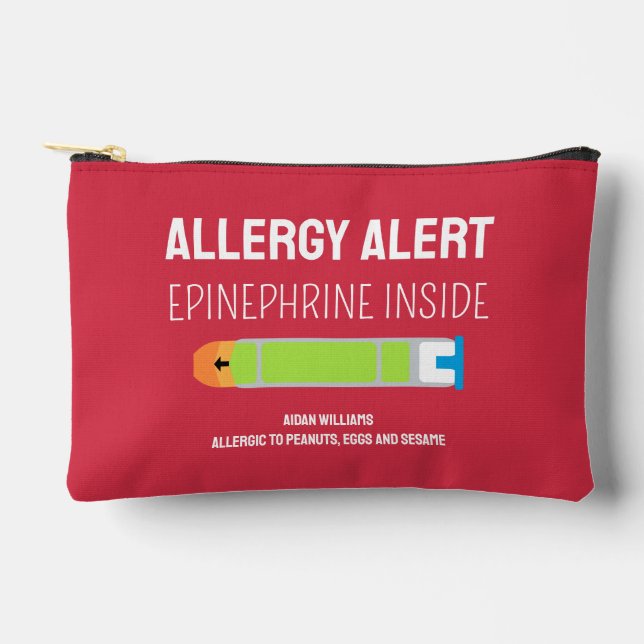Allergie Warnhinweis Epinephrine Medikation Kinder Zubehörtasche (Vorderseite)