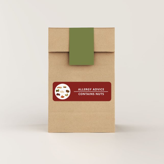 Allergieberatung enthält Nuts-Etikett (Allergy Advice Contains Nuts Product Label Sticker)