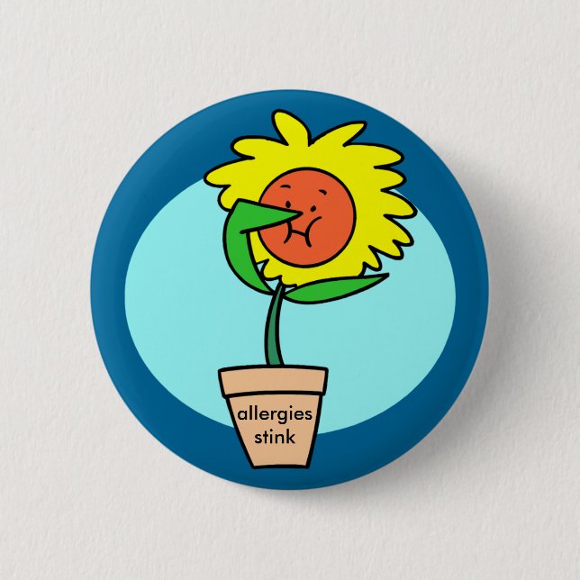 Allergien stinken, niesen Blume Button (Vorderseite)