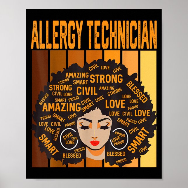 Allergietechniker Mächtiger Schwarzer Monat der Ge Poster (Vorne)