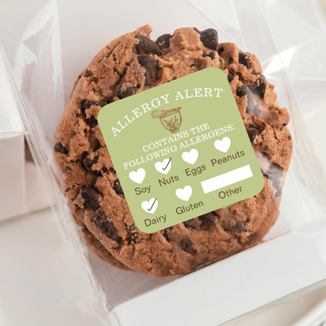 Allergische Warnbäckerei für Lebensmittelsicherhei Quadratischer Aufkleber (Von Creator hochgeladen)