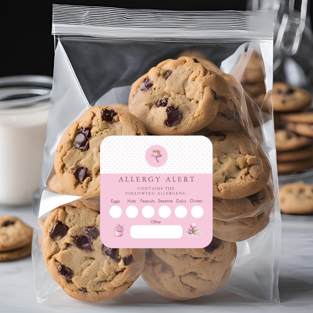 Allergische Warnhinweise für Kuchenbacken Quadratischer Aufkleber (Von Creator hochgeladen)