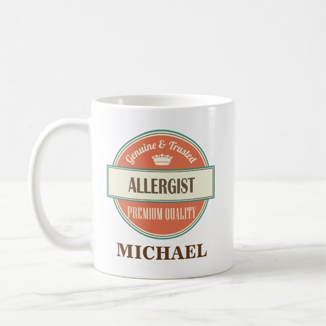 Allergist-personalisiertes Büro-Tassen-Geschenk Kaffeetasse (Links)