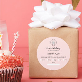Allergy Alert Bakery Custom Logo Pink Runder Aufkleber