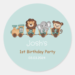 ALLES ABOARD-Kindergeburtstag-Label für Bahnverbin Runder Aufkleber