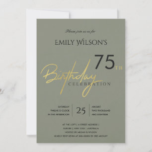 ALLES ALTER EINFACHE GRAUE GOLD-TYPOGRAFIE GEBURTS EINLADUNG