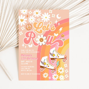 ALLES ALTER Lass uns Peach Roll Retro Groovy Gebur Einladung