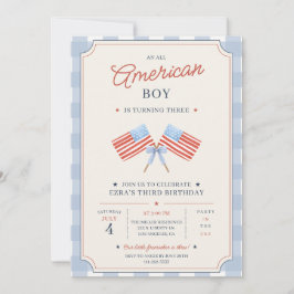 Alles Amerikanischer Jungen Geburtstag Patriotisch Einladung