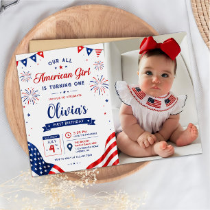 Alles Amerikanisches Mädchen Geburtstag 4. Juli Fo Einladung