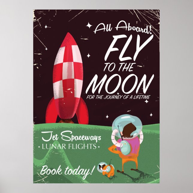 Alles an Bord! Fliege zum Mondplakat Poster (Vorne)