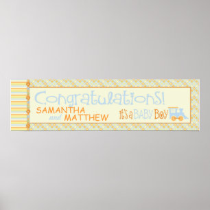 Alles an Bord! Train Baby Shower Banner Poster