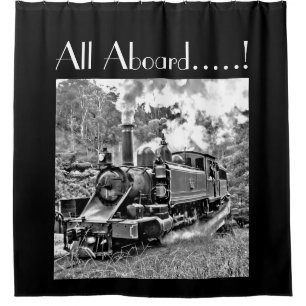 Alles an Bord Vintage Dampf-Zug-Foto kundengerecht Duschvorhang