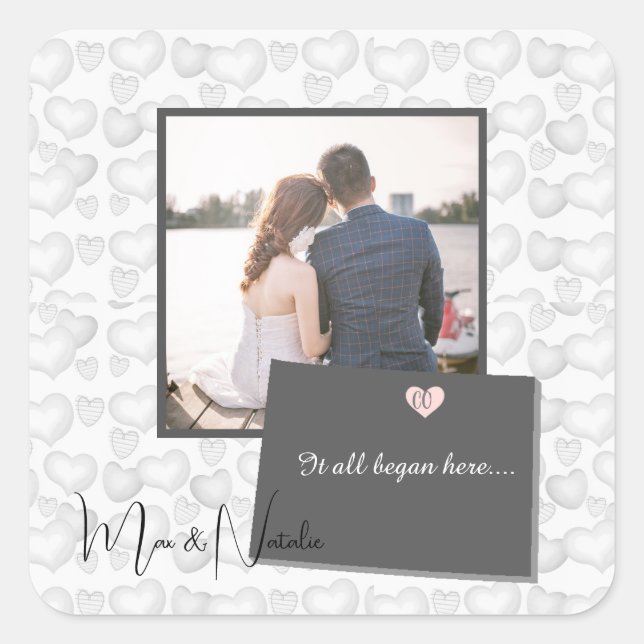 Alles begann hier, Colorado, Foto Herz Quadratischer Aufkleber (Vorderseite)