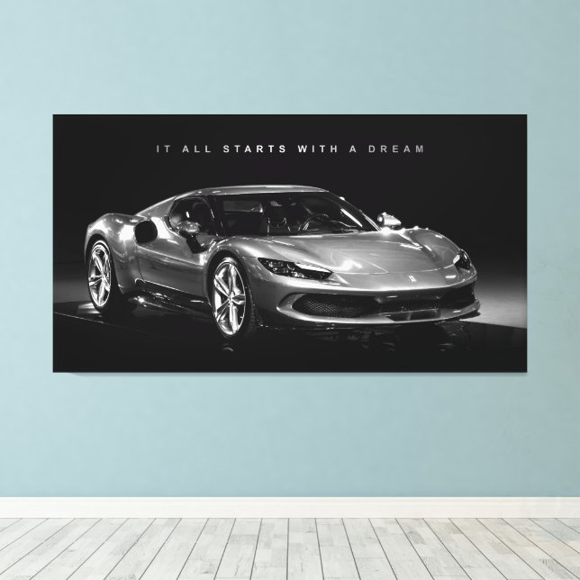 Alles beginnt mit einem Traum | Motivierend Luxusw Leinwanddruck (Insitu (Holzboden))