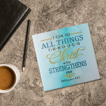 Alles durch Christus Fliese<br><div class="desc">Die wunderbaren Worte der Philippinen 4:13 sind in schwarz,  aquamarin und goldfarben auf dieser inspirierenden und hübschen Kachel. Der Text wird auf einem leichteren aquamarinen Hintergrund platziert. Dank an ReadytobeCut für den Text,  der in diesem Design verwendet wird.</div>