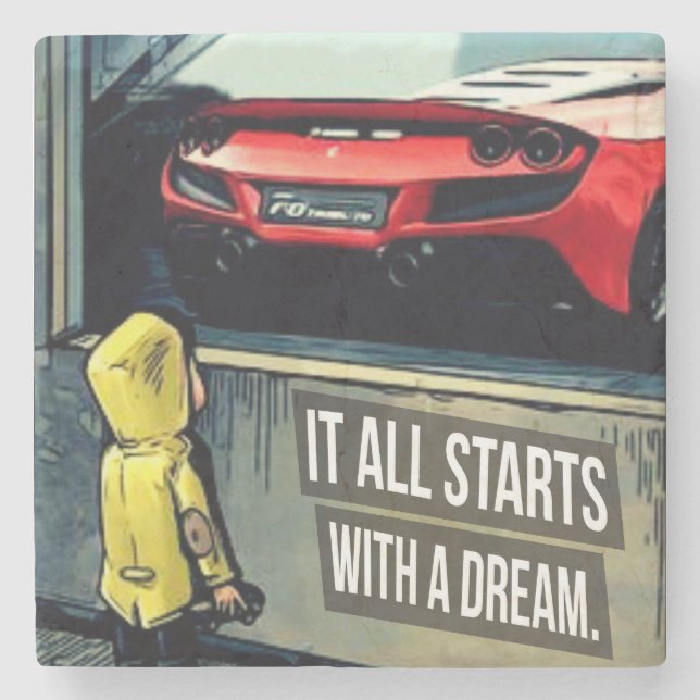 Alles fängt mit einem Motivierend Angebot an Steinuntersetzer (Vorderseite)