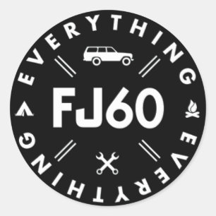 Alles FJ60 Logo-Sticker - Schwarz Runder Aufkleber
