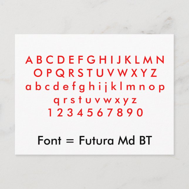 Alles = Futura Md BT alphabet letters, digits Postkarte (Vorderseite)