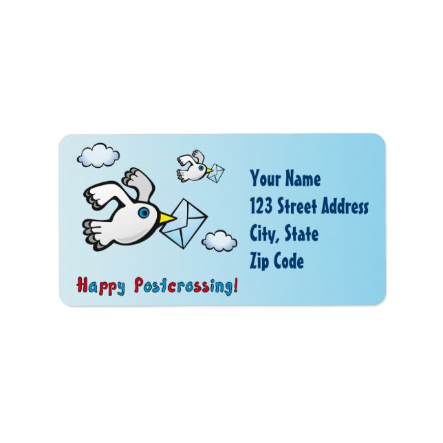 Alles Gute beim Postüberqueren! - Taubenpost. Adressaufkleber (Vorne)