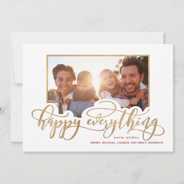 Alles Gute für das Whimsy Gold Script Holiday Foto (Vorderseite)