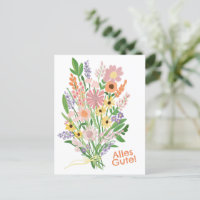 Alles Gute Wildblumen süß Gouache Glückwunsch