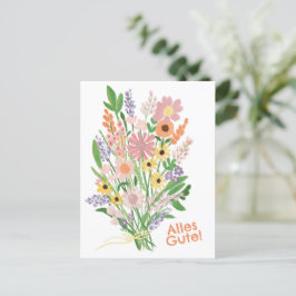 Alles Gute Wildblumen süß Gouache Glückwunsch Postkarte