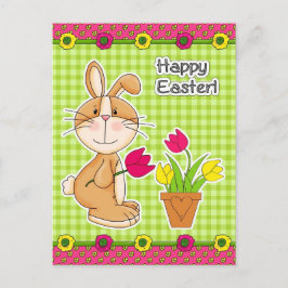 Alles Gute zu Ostern. Niedliches Bunny mit Tulips Feiertagspostkarte