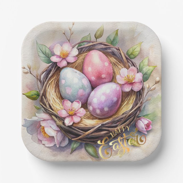 Alles Gute zu Ostern. Ostereier. Pappteller (Vorderseite)