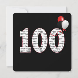 Alles Gute zum 100. Geburtstag auf schwarze Einlad Einladung
