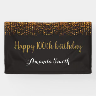 Alles Gute zum 100. Geburtstag! Black Gold Glitzer Banner